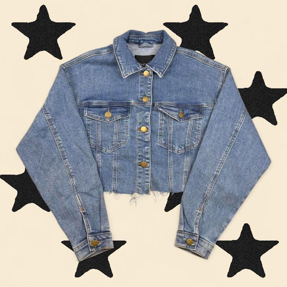 ★Fashion Nova Cropped Denim Jacket NWT – Y2K Raw Hem Jean Jacket★